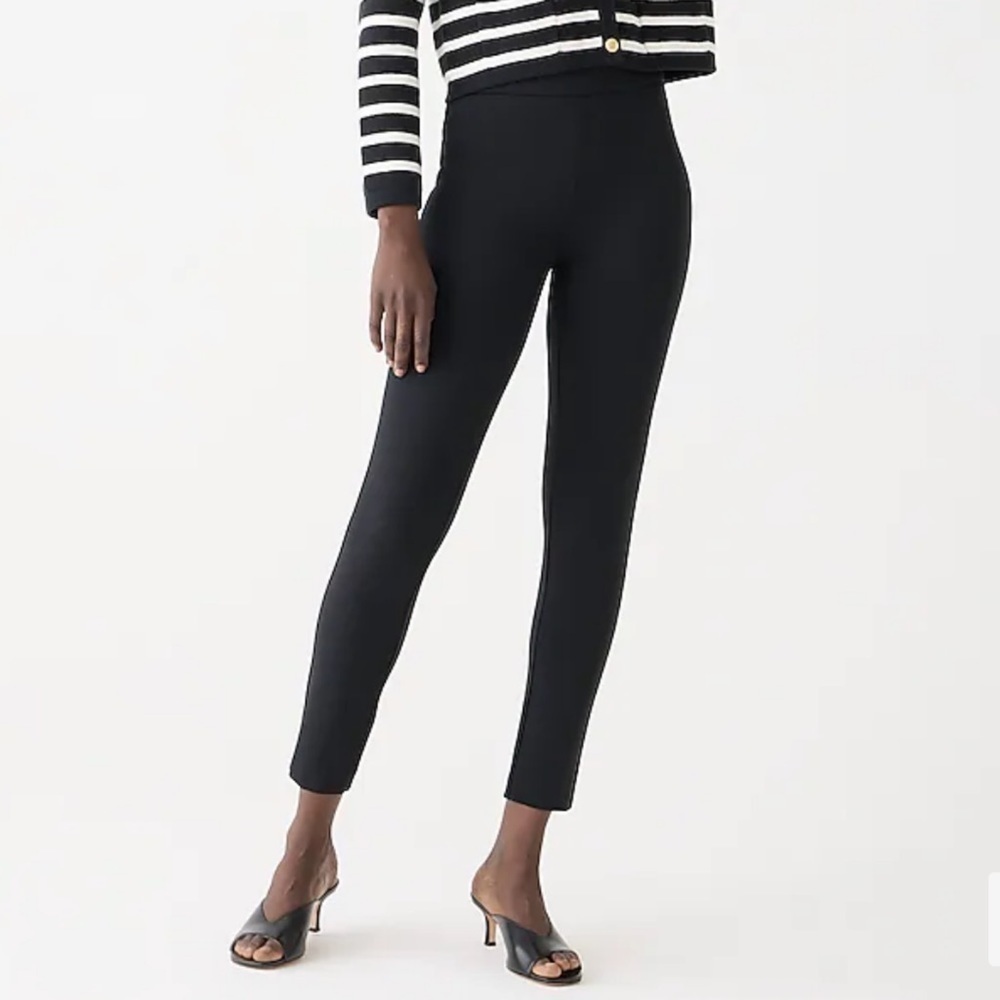 J. Crew Pixie Black Ankle Crop High Rise Solid Black Ponte Pants Stretch XS